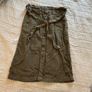 Caslon Green Linen Belted Button Front Midi Skirt small